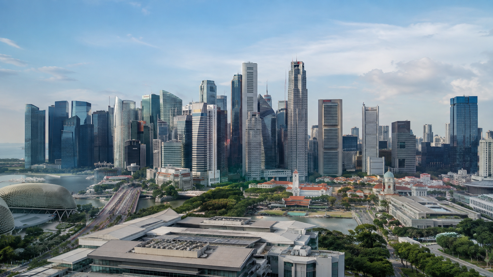 Singapore city skyline with modern high-rise buildings and urban architecture